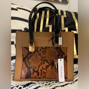 Marc Jacobs NWT The Grind Tote Camel/snakeskin (brown butter) M0016723-902